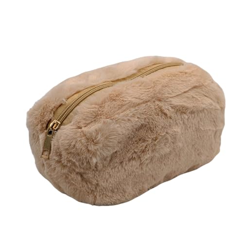 [APOSITV]ファー ポーチ 小物入れ 化粧ポーチ コスメポーチ ふわふわ モコモコ 柔らか シンプルデザイン (ベージュ)