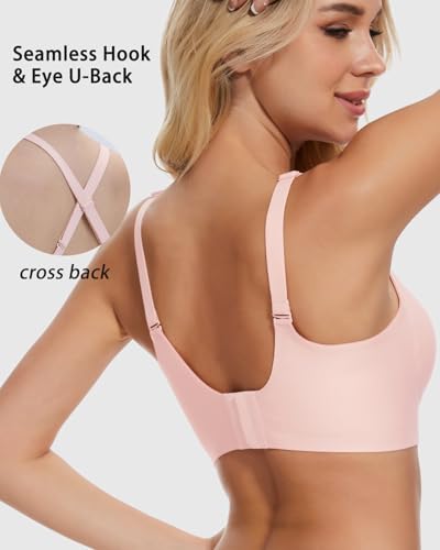 Image of Deep V Petal Bras for Women No Underwire Soft Wireless Bras Comfort Seamless Bralettes with Extender