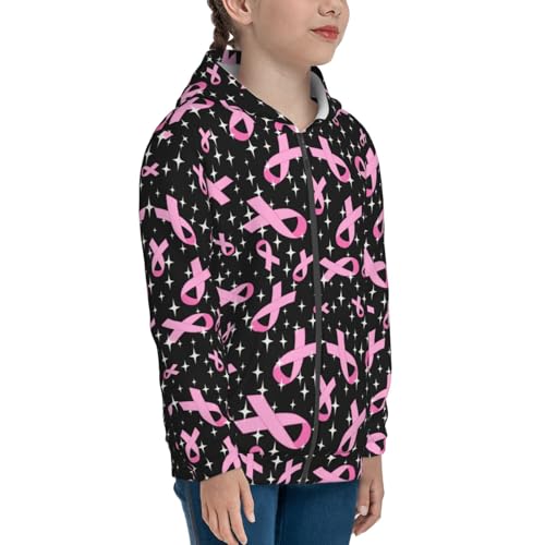 Breast Cancer Awareness (2) Kid Hoodies Boys Zip Up Sweatshirts Girls Pullover with Pocket4