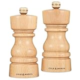 Cole & Mason London Lot de 2 moulins à poivre et sel en hêtre naturel 13 cm