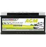 Batteria di alimentazione AGM Electronicx Caravan 12V 140Ah – Batteria ad alte prestazioni 140 Ah, senza manutenzione, sigillata, a tenuta stagna, batteria solare, camper – Dimensioni: 393x175x190mm