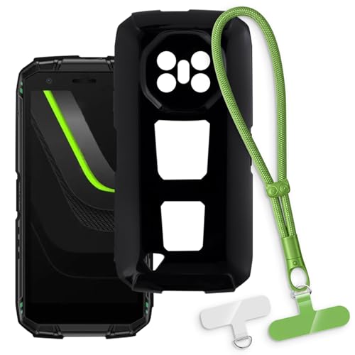 OAGELIM 2-in-1�ی�P�[�X�ƃ��X�g�X�g���b�v Doogee Fire 3 Max 4G �Ƃ̌݊������� ���O���\�ȃ��j���[�h�t���d�b�J�o�[�A����~�ߕ����h�~�O���b�v�n���h�� (�u���b�N + �O���[��)