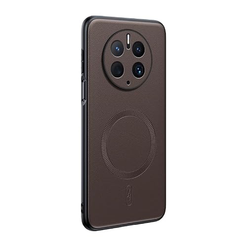 linsuyu Case Compatible with Huawei Mate 50 Pro, Compatible with Huawei Mate 50 Pro PU Leather Grain Magnetic snap Phone case-Brown