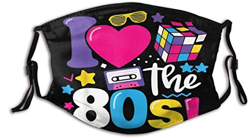 Retro 80s decoration face mask I Love The 80s Face mask Cover Windproof Reusable washable Mask Scarf sunproof neck gaiter Bandana made in USA