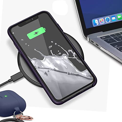 Image of VONZEE Microfiber Logo Cut Compatible for iPhone 11 Case Liquid Silicone Cases Non-Slip Full Body 4 Layer Protectives Shockproof Back with High Raised Camera Lips Deep Purple