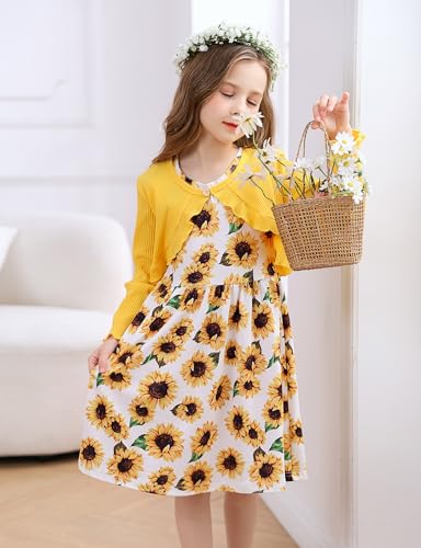 Toddler Girl Sleeveless Dresses and Long Sleeve Ruffle Cardigan 2 Piece Fall Outfits for 2-8T3