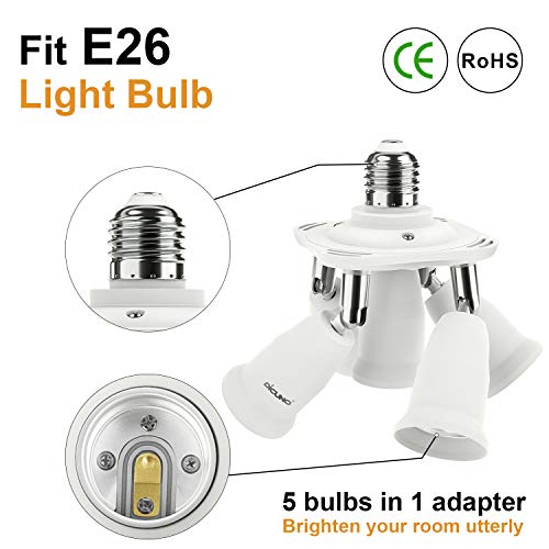 Image of DiCUNO 5 in 1 E27 Socket Adapter, E27 Standard LED Bulbs Holder, Converter Chandelier Socket with 360 Degrees Adjustable 180 Degree Bending