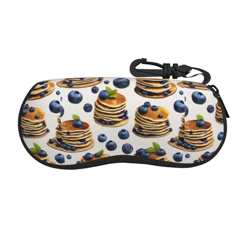 SHuWeiD Blueberry pancakes03 Étui de protection flexible ultra léger pour lunettes Compatible avec la plupart des lunettes, bijoux, trousse de maquillage, noir, taille unique, Noir/blanc, taille