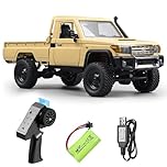 linzezon RC Rock Crawler RC Truck, 4x4 LC79 Off-Road Remote Control Car,1/12 Scale with 2.4GHz,280 Brushed Motor,Proportional Throttle Steering,RTR All-Terrain Hobby Toy for Adults (Yellow 1Battery)