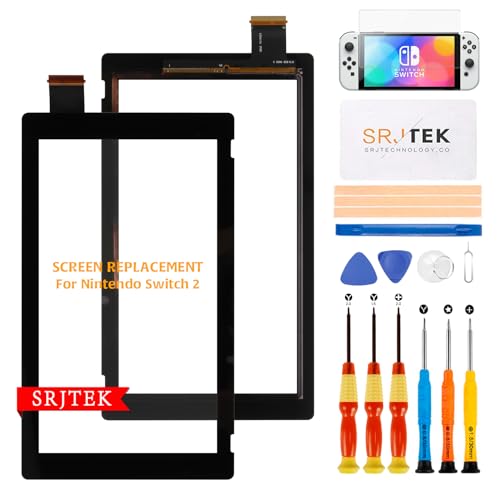 SRJTEK For Nintendo Switch V2 HAC-001(-01) 2019 タッチパネルデジタイザースクリーン交換 (液晶パネルなし) 修理用ガラスキット(Not for HAC-001)