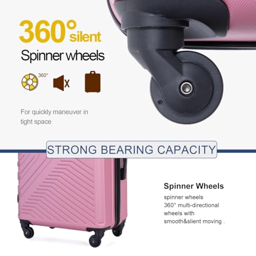 Luggage Set 3 Piece Suitcase Set Double Spinner Wheels TSA Lock Carry-on luggage Clearance (20inch 24inch 28inch)-Pink4