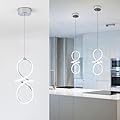 MAYNA Modern LED Pendant Light, Chrome Island Lights for Kitchen, 22W Adjustable Height Hanging Light Fixture for Kitchen Dining Room Bedroom Cafe Table, 1 Pack