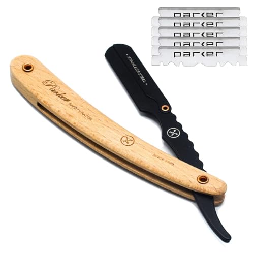 Parker SRP Pine Wood Handle Straight Edge Barber Razor