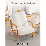 Mixcous Mid Century Modern Accent Chairs for Living Room, 23” Wide Comfy Chair for Bedroom, Small Cozy Sherpa Reading Chairs for Adults, 108° Lounge Arm Chair with Detachable Cover, 5.5" Foam Cushion - Image 2
