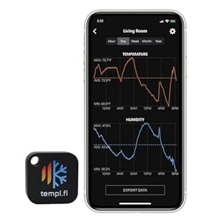 tempi.fi Wireless Temperature and Humidity Sensor - Developed in The USA - 24/7 Data Logger with Alarm – Bluetooth Smart Thermometer and Hygrometer - Bluetooth Only - Not WiFi