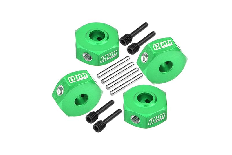 Aluminum 7075 Hex Adapters (12mm) for Losi 1/18 Mini LMT 4X4 Brushed Monster Truck RTR-LOS01026 Upgrade Parts - Green