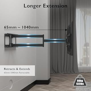 BONTEC Supporto TV Parete con Braccio Articolato Extra Lungo 1040 mm per Schermi LCD/LED/OLED da 32-75 Pollici fino a 60 kg, Inclinabile, Orientabile e Rotabile, Max VESA 600 x 400 mm