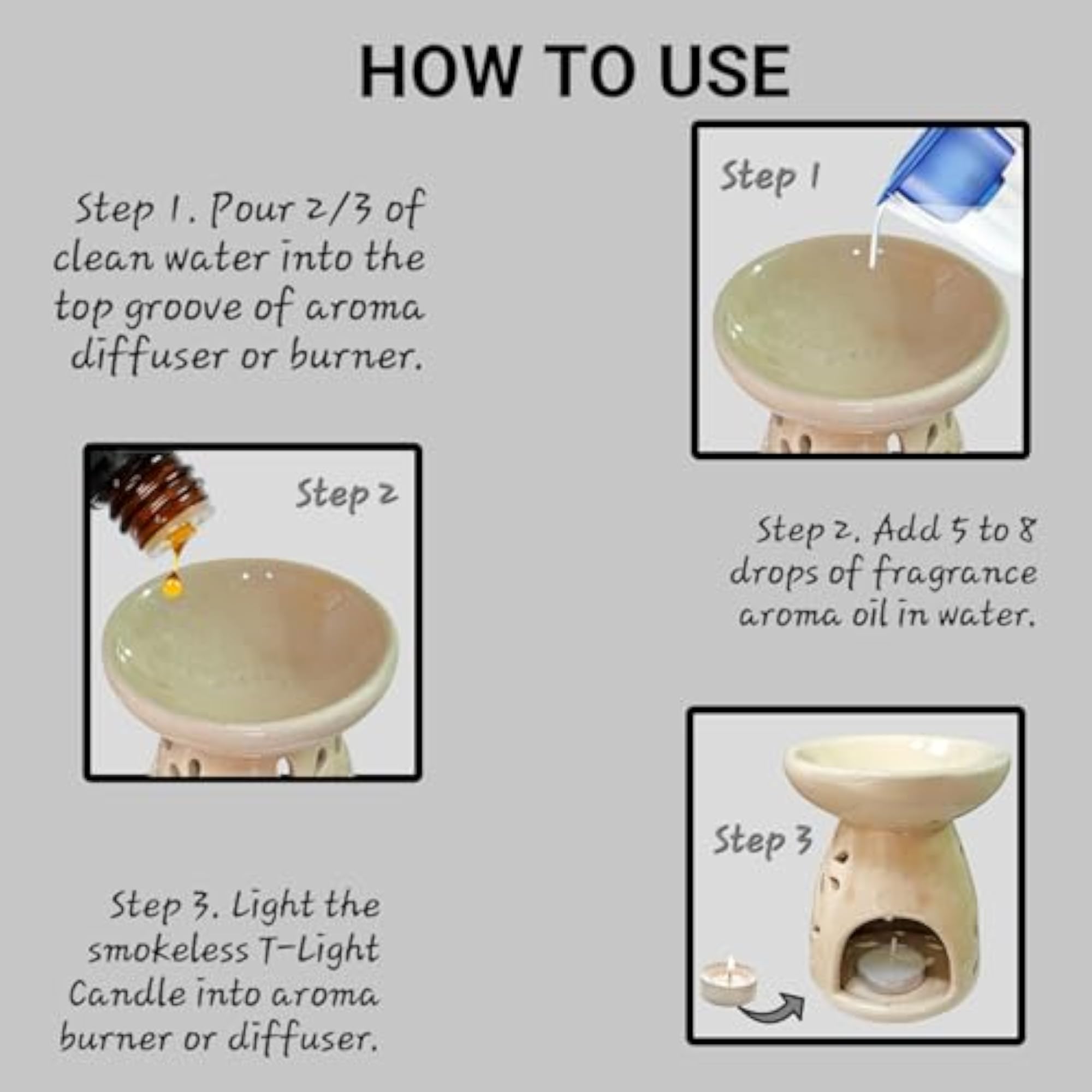 Diffuser Set with 10 ml Aroma Oils and 2 Tealight Candles