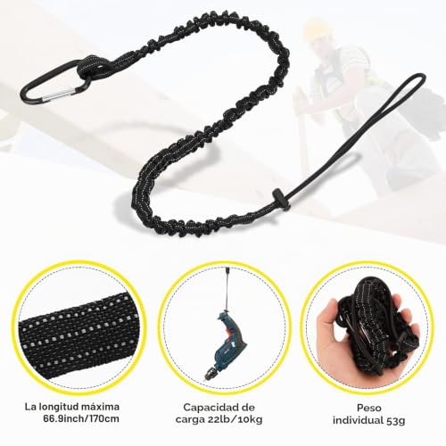 Miniatura 6 de 6 Piezas Cordón De Seguridad Para Herramientas, Retractil Correa Herramientas Con Mosqueton, Cordón De Herramientasde Trabajo En Altura, Línea De Herramienta Para Protección Contra Caídas