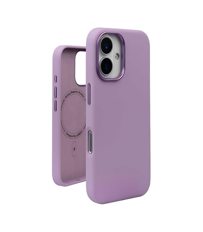 Image of Liquid Silicone Series Case for iPhone 16 Compatible with Wireless Charging | Soft Touch Anti-Fingerprint Finish | Shockproof Slim Protective Back Cover | Purple Edition