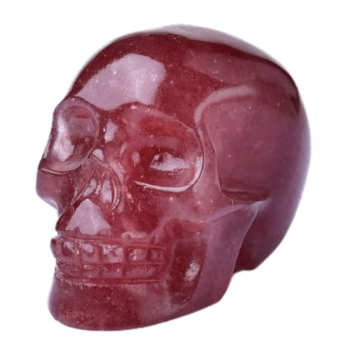 Estatua Decorativa Calavera Cuarzo Fresa 2 pulgadas miniatura 1