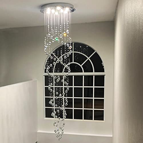 Image of 98-Inch Crystal Chandelier for High Ceilings, Suitable for Foyers, Stairs, Living Rooms with the Celing Height 18ft-21ft, Video Availablle for Easy&Quick Installation
