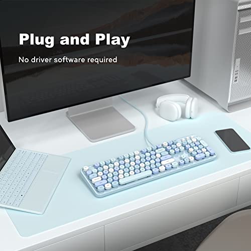 KNOWSQT Wired Computer Keyboard - Blue Colorful Full-Size Round Keycaps Typewriter Keyboards for Windows, Laptop, PC, Desktop, Mac by KNOWSQT - Image 2