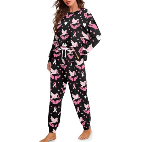 Image of Womens Pajama Sets 2 Piece Pjs Lounge Sets Long Sleeve Sleepwear Crew Neck Pullover Top with Long Pants