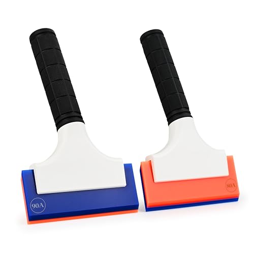 EHDIS 2PCS Double Edge Blade Small Rubber Squeegee 5-inch Handy Window Shower Squeegee Auto Water Blade for Car Windshield, Window, Mirror, Glass Door, Ice Snow Removal Scraper Tool