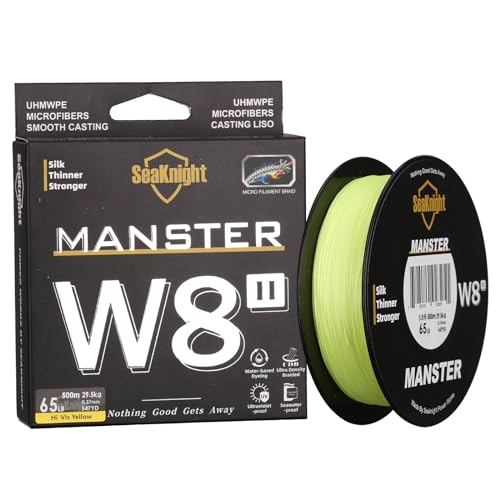 SeaKnight MANSTER W8 II 8 Strand Braided Fishing Line -Super Strong, Abrasion Resistant, No Stretch Braided Line-15LB to 100LB Test for Saltwater and Freshwater Fishing Line Braid