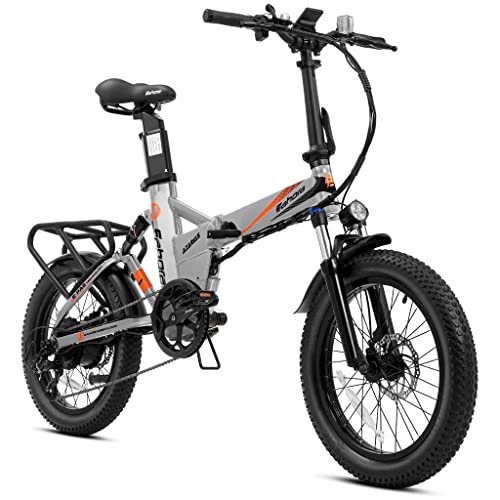 eAhora Azarias 750W ebikes for Adults 20" 32mph Max Speed Adult Electric Bicycles 18Ah Battery Full Suspension Electric Mountain Bike Max 85 Miles 7-Speed Gears Folding Fat Tire Electric Bike