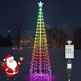 DAMEING 6FT Outdoor Christmas Tree Lights, 16Colors Christmas Cone Tree Lights with 170LEDs, Lighted Animated Christmas Tree for Outside Yard Indoor Outdoor Xmas Decoration
