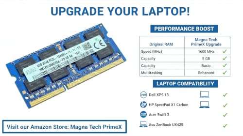 Image of 8GB DDR3L Laptop RAM for SK hynix 1600MHz PC3L-12800S 204-Pin SO-DIMM 1.35v Non ECC,Unbuffered Notebook Memory Module Upgrade - HMT41GS6AFR8A-PB