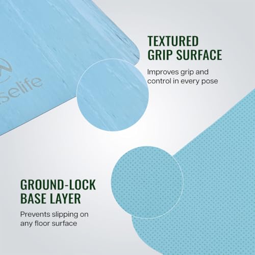 Image of Wiselife Travel Yoga Mat Portable Anti-Slip Sweat-Resistant Natural Rubber Yoga Mat with Carry Strap Eco-Friendly Lightweight for Home Gym Travel for Men & Women Blue 2mm