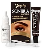 DEMURE Augenbrauenfarbe Set mit Entwickler, 15+ Anwendungen - 30 ml, Brow Tint, Dye mit Arganöl und Rizinusöl, Augenbrauen Färbeset bis zu 4 Wochen Halt (3.0 Dunkelbraun)
