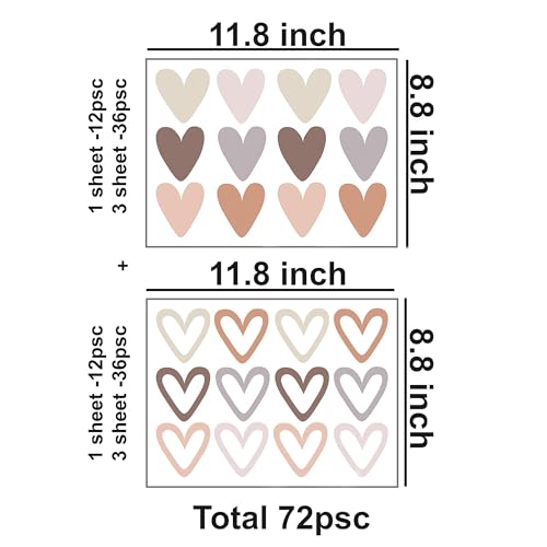Vinilos Decorativos de Corazones Boho para Pared Beige miniatura 6