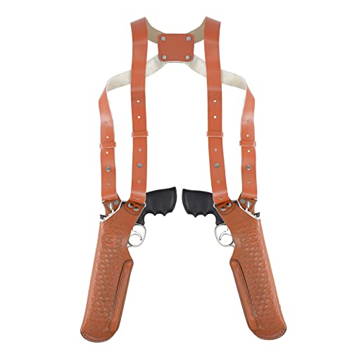 Koltster S&W 357 Magnum Shoulder Holster, 2 Gun Leather Gun Holster For 4" Barrel Vertical Carry Basketweave Black Genuine Leather Handmade (K448R) #TOP11