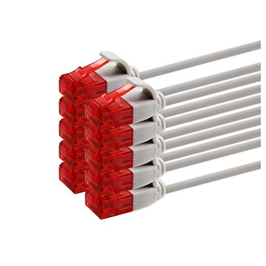 Cat6 Cat.6 nätverkskabel Cat6 Lan-kabel Cat Slim Cat.6 grå - 10 stycken - Patchkabel Cat Slim-kabel (liten diameter - mycket flexibel) 1000 Mbit/s - 0,15 m