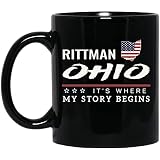 Gifts ideas Coffee Mug Intended for Rittman Ohio City State American Flag Mug Rittman OH It's Where My Story Begins 4th of July Patriotic Gift Independence Day Tea Cup 11oz Black