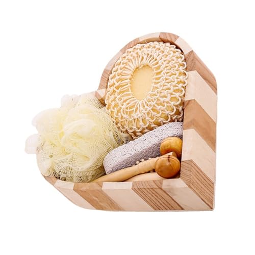 Set de accesorios de baño de madera para una exfoliación corporal