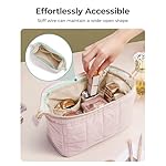 BAGSMART Makeup Bag Travel Toiletry Bag, Puffy Padded Make Up Bags for Women Makeup Organizer Case, Wide-open Pouch Purse Travel Essentials Toiletries Accessories Brushes, Pink - Image 5