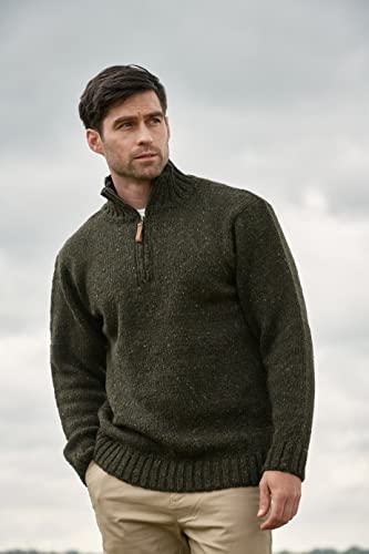 Aran Crafts Men's Irish Cable Knitted Half Zip Sweater (100% Donegal Wool)2