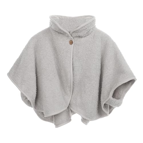 RUIXIA Poncho Chaud pour Femme Cape Courte en Peluche Femme Châle Polaire Hiver avec Boutons Couverture Chaude Cape Châle D'épaule pour Maison Bureau (Gris) – vue 3