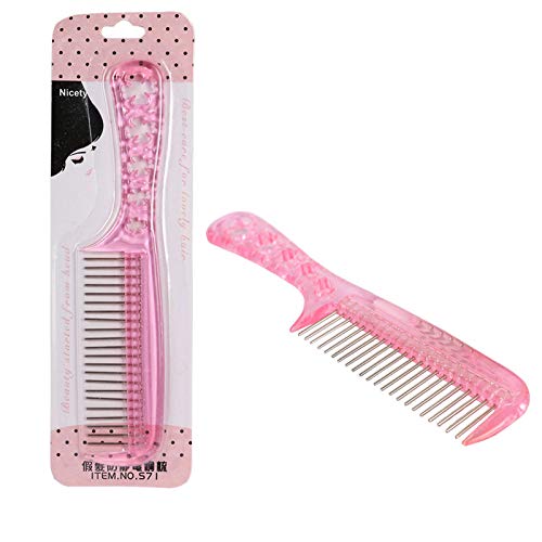 BESTUNG 2 Pieces Metal Pins Comb Plastic Portable Anti-Static Professional Hair Extension Wig Care