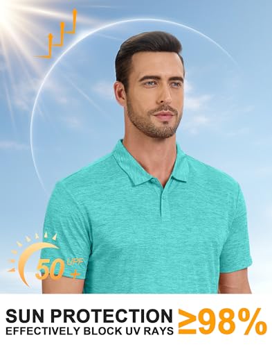 Pioneer Camp Mens Golf Polo Shirt Dry Fit UPF 50+ Performance Short Sleeve Polo with Soft Classic Collar for Work & Travel Green — view 5