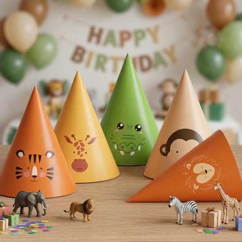 Image of Party Propz Happy Birthday Caps -10 Pcs, Birthday Cap for Decoration, Printed Birthday Caps for Kids, Multicolor Birthday Hat for Kids Pack of 10, Birthday Decor for Boys & Girls (Cardstock)