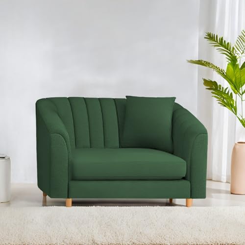 Image of Casaliving Doraldo 1 Seater Sofa Set for Living Room (Green Colour) Premium Fabric Sofa