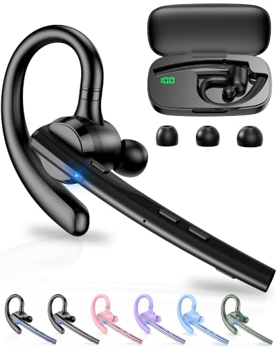 Image of New Bee Bluetooth Headset V5.1 72H Talk Time Dual Mic with Mute Button for Business, Wireless Hand-Free Bluetooth Earpiece with 500mAh Charging Case for Cell Phone Calls Trucker Driver Laptop