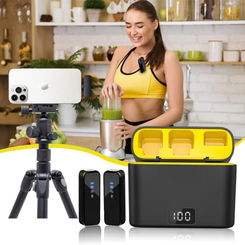 Wireless Lavalier Microphone, 40M (130 Ft.) Range, 9-Hour Battery, Noise Cancellation, Wireless Microphone For Pc, Android, Record Interview, Vlogs, Youtube #TOP1