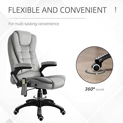 Vinsetto 6 Point Vibrating Massage Office Chair 5 Modes, High Back Executive Heated Chair With Reclining Backrest Padded Armrest, Grey #TOP7